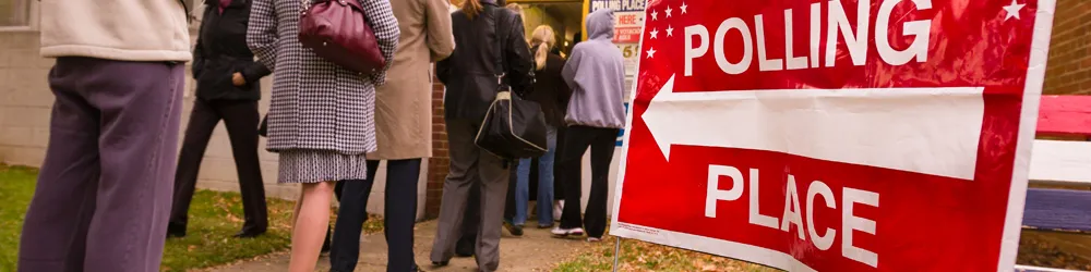 People lined up to vote